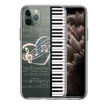 iPhone11pro ケース クリア  piano 1 ハート スマホケース 側面ソフト 背面ハード ハイブリッド-0