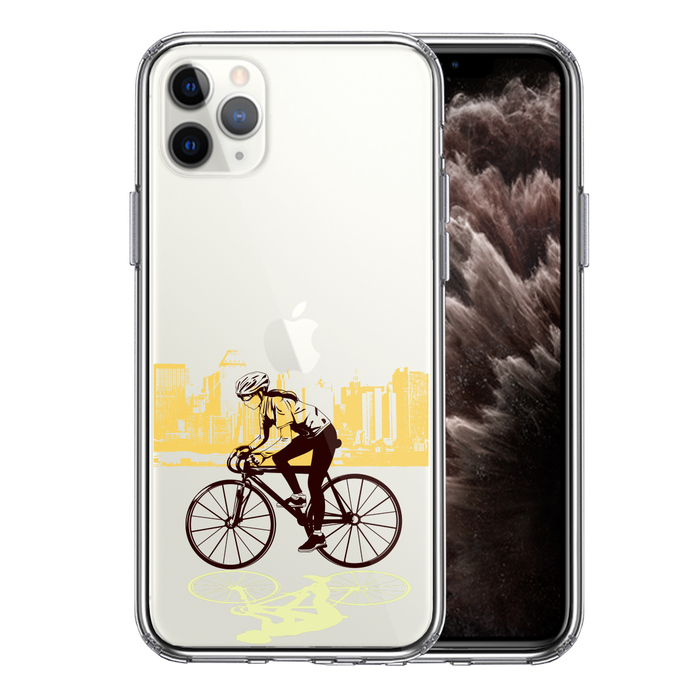 iPhone11pro ケース クリアスポーツサイクリング 女子2 スマホケース 側面ソフト 背面ハード ハイブリッド-0