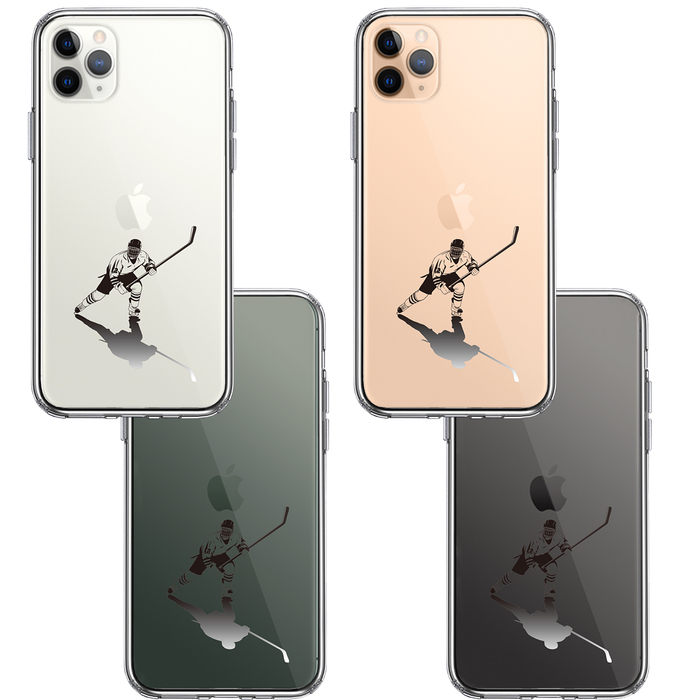 iPhone11pro ケース クリアアイスホッケー 影付き スマホケース 側面ソフト 背面ハード ハイブリッド-1