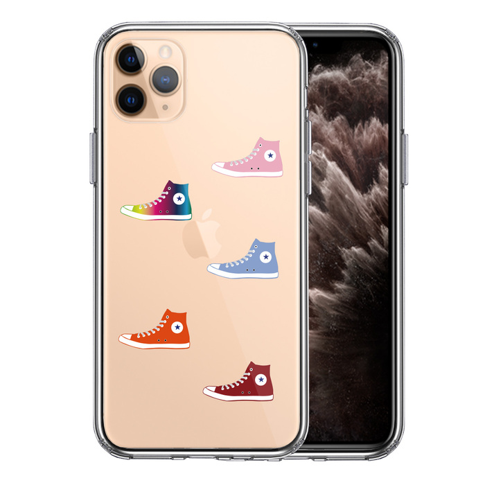 iPhone11pro ケース クリアスニーカー スマホケース 側面ソフト 背面ハード ハイブリッド-0