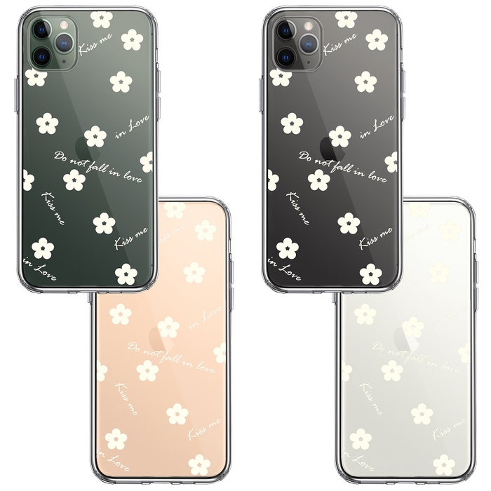 iPhone11pro ケース クリアフラワー ライトイエロー スマホケース 側面ソフト 背面ハード ハイブリッド-1