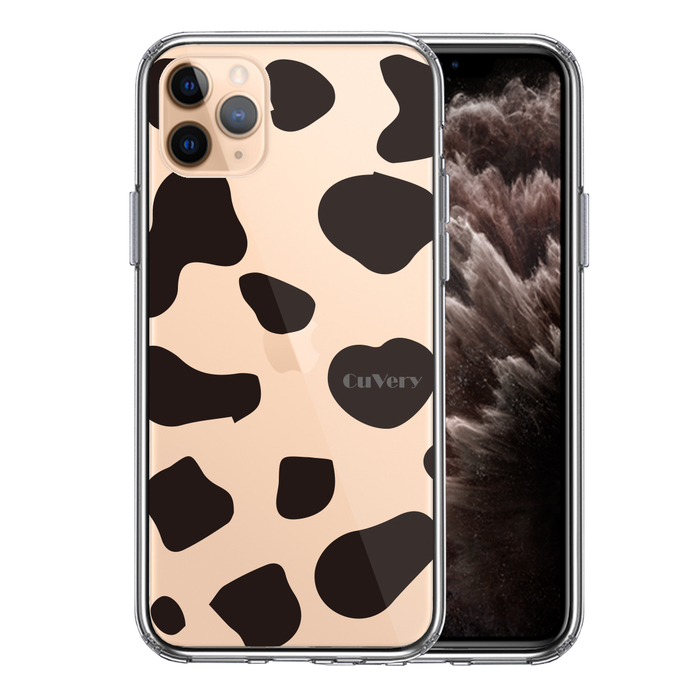 iPhone11pro ケース クリアアニマル柄 カウ 牛 スマホケース 側面ソフト 背面ハード ハイブリッド-0