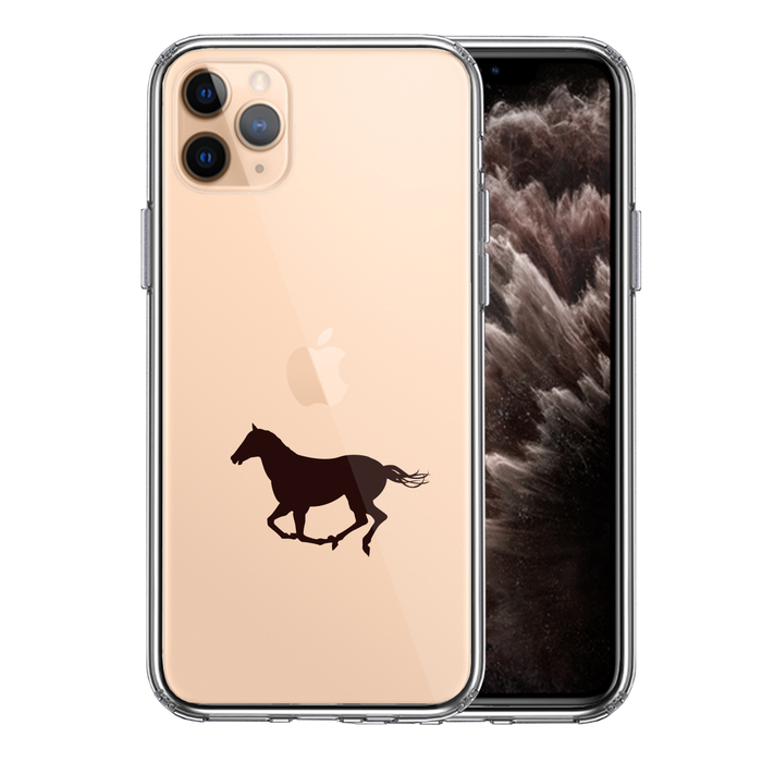 iPhone11pro ケース クリア 馬 サラブレット スマホケース 側面ソフト 背面ハード ハイブリッド-0