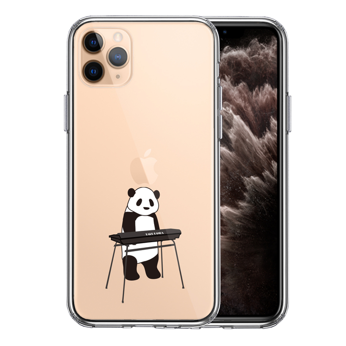 iPhone11pro ケース クリア キーボード パンダ スマホケース 側面ソフト 背面ハード ハイブリッド-0