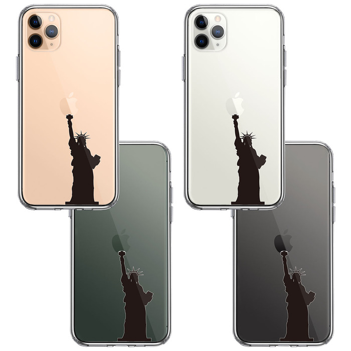 iPhone11pro ケース クリア 自由の女神 スマホケース 側面ソフト 背面ハード ハイブリッド-1