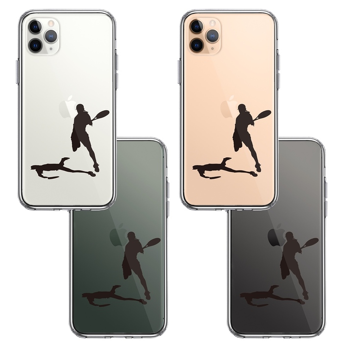 iPhone11pro ケース クリア テニス スマッシュ スマホケース 側面ソフト 背面ハード ハイブリッド-1