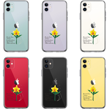 iPhone11 case clear 12 month birth flower Cattleya flower words smartphone case side soft the back side hard hybrid -1