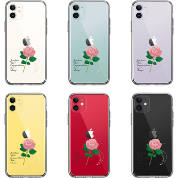 iPhone11 case clear 6 month birth flower one wheel flower rose flower words attaching smartphone case side soft the back side hard hybrid -1