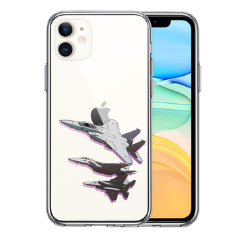 iPhone11 ケース クリア F-15J 編隊飛行 ブレイク スマホケース 側面ソフト 背面ハード ハイブリッド-0