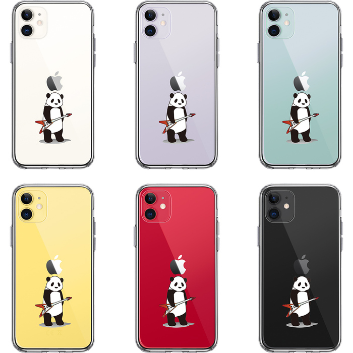 iPhone11 case clear electric guitar Panda smartphone case side soft the back side hard hybrid -1