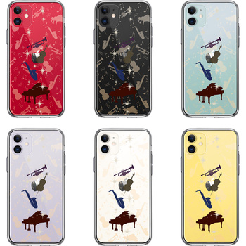 iPhone11 case clear JAZZ 2 musical instruments sound . smartphone case side soft the back side hard hybrid -1