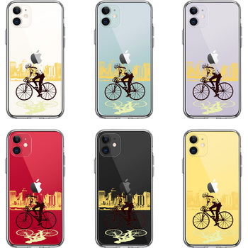 iPhone11 ケース クリア スポーツサイクリング 女子2 スマホケース 側面ソフト 背面ハード ハイブリッド-1