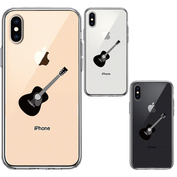 iPhoneX ケース iPhoneXS ケース クリア ジャケット フォークギター スマホケース ハイブリッド-1