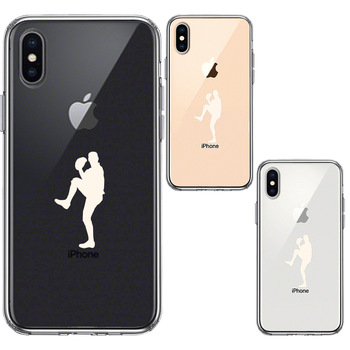 iPhoneX ケース iPhoneXS ケース クリア 野球 ピッチャー ホワイト スマホケース ハイブリッド-1