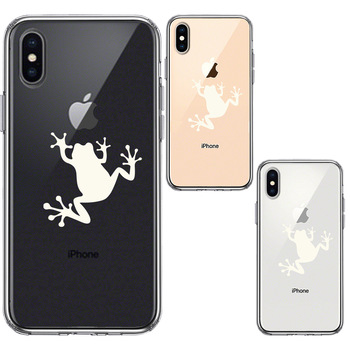 iPhoneX ケース iPhoneXS ケース クリア カエル 蛙 ホワイト スマホケース ハイブリッド-1