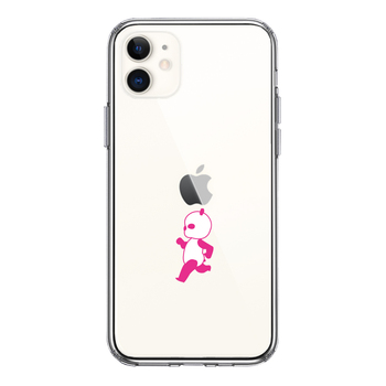 iPhone11 case clear pink Panda Panda small running smartphone case side soft the back side hard hybrid -0