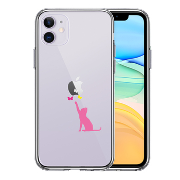 iPhone11 case clear cat CATne..... butterfly . pink smartphone case side soft the back side hard hybrid -0