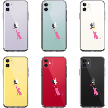 iPhone11 case clear cat CATne..... butterfly . pink smartphone case side soft the back side hard hybrid -1