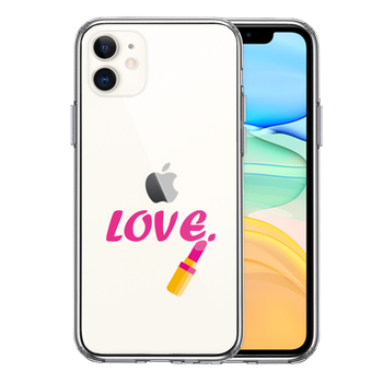 iPhone11 case clear lady's lipstick LOVE love smartphone case side soft the back side hard hybrid -0