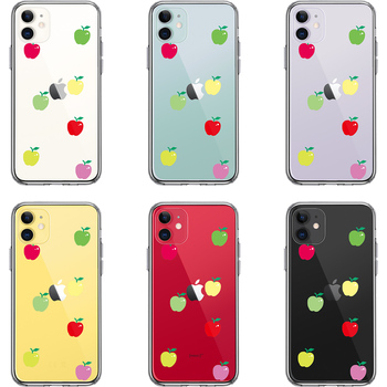 iPhone11 ケース クリア リンゴ アップル 水玉 風 スマホケース 側面ソフト 背面ハード ハイブリッド-1
