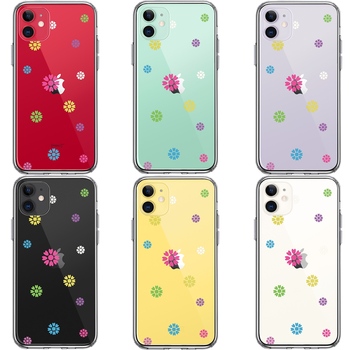 iPhone11 case clear colorful floral print smartphone case side soft the back side hard hybrid -1