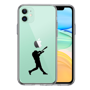 iPhone11 ケース クリア 野球 バッター スマホケース 側面ソフト 背面ハード ハイブリッド-0