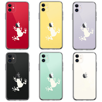 iPhone11 ケース クリア カエル 蛙 ホワイト スマホケース 側面ソフト 背面ハード ハイブリッド-1