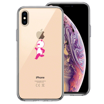 iPhoneX case iPhoneXS case pink Panda Panda small running smartphone case hybrid -0