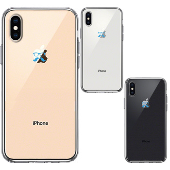 iPhoneX ケース iPhoneXS ケース ひげ メガネ 髭 眼鏡 スカイ ブルー スマホケース ハイブリッド-1