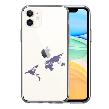 iPhone11 case clear world map smartphone case side soft the back side hard hybrid -0