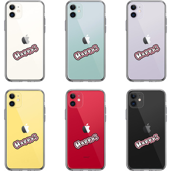 iPhone11 ケース クリア happy 幸せ ハッピー スマホケース 側面ソフト 背面ハード ハイブリッド-1