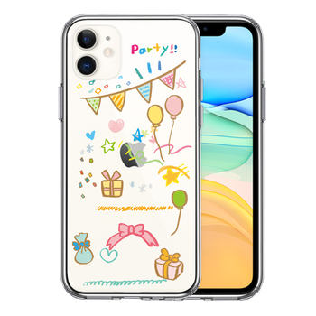 iPhone11 ケース クリア party パーティー スマホケース 側面ソフト 背面ハード ハイブリッド-0