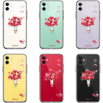 iPhone11 ケース クリア 猫 にゃんこ 腹巻 ハートいっぱい スマホケース 側面ソフト 背面ハード ハイブリッド-1