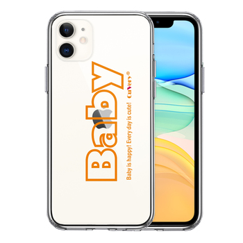 iPhone11 ケース クリア 文字 ケース Baby オレンジ スマホケース 側面ソフト 背面ハード ハイブリッド-0