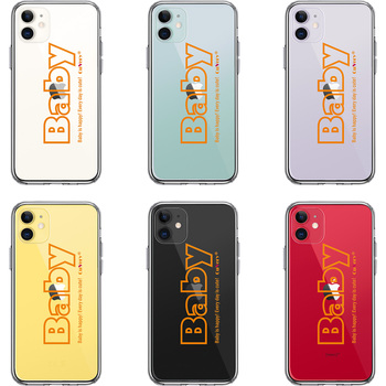 iPhone11 ケース クリア 文字 ケース Baby オレンジ スマホケース 側面ソフト 背面ハード ハイブリッド-1