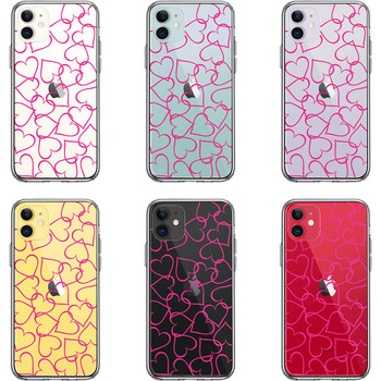 iPhone11 case clear Heart pink smartphone case side soft the back side hard hybrid -1