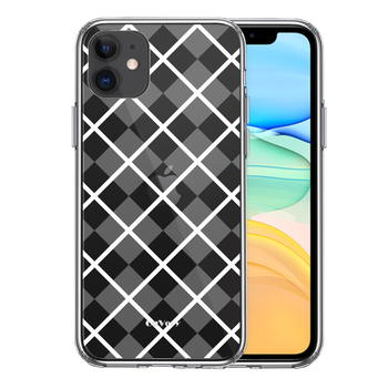 iPhone11 case clear .. pattern a pen do check white smartphone case side soft the back side hard hybrid -0