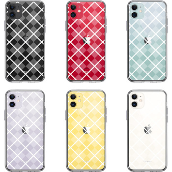 iPhone11 case clear .. pattern a pen do check white smartphone case side soft the back side hard hybrid -1