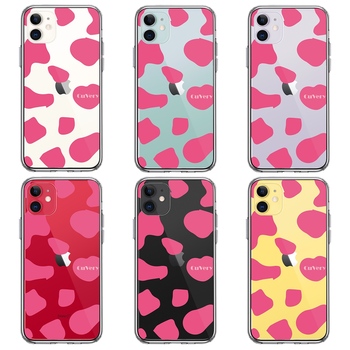 iPhone11 ケース クリア アニマル柄 カウ 牛 ピンク スマホケース 側面ソフト 背面ハード ハイブリッド-1