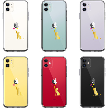 iPhone11 case clear butterfly . Be careful cat cat Gold smartphone case side soft the back side hard hybrid -1