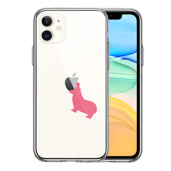 iPhone11 case clear hippopotamus smartphone case side soft the back side hard hybrid -0