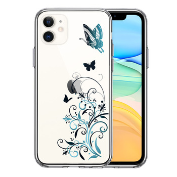 iPhone11 case clear floral & butterfly ( blues ma ho case side soft the back side hard hybrid -0