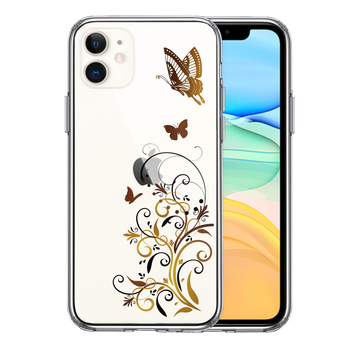 iPhone11 case clear floral & butterfly ( Brown smartphone case side soft the back side hard hybrid -0