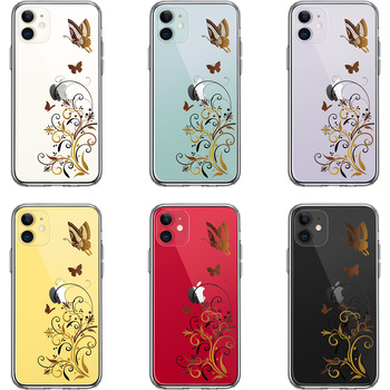 iPhone11 case clear floral & butterfly ( Brown smartphone case side soft the back side hard hybrid -1