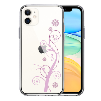 iPhone11 case clear floral .. pattern ( purple smartphone case side soft the back side hard hybrid -0