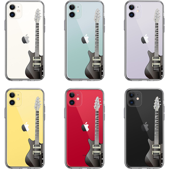 iPhone11 case clear electric guitar black smartphone case side soft the back side hard hybrid -1