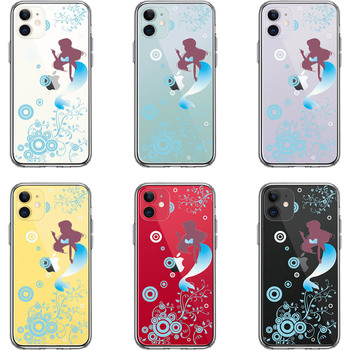 iPhone11 ケース クリア マーメイド 人魚姫 ブルー スマホケース 側面ソフト 背面ハード ハイブリッド-1