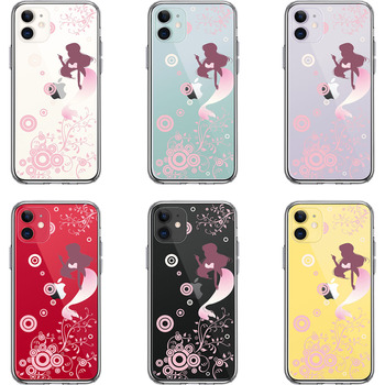 iPhone11 case clear mermaid person fish . pink smartphone case side soft the back side hard hybrid -1