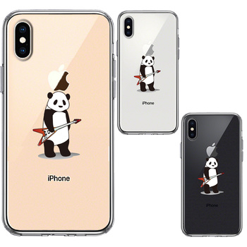 iPhoneX ケース iPhoneXS ケース エレキギター パンダ スマホケース ハイブリッド-1