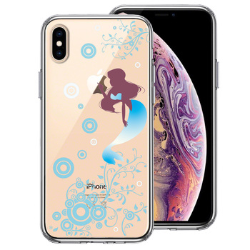 iPhoneX ケース iPhoneXS ケース マーメイド 人魚姫 ブルー スマホケース ハイブリッド-0